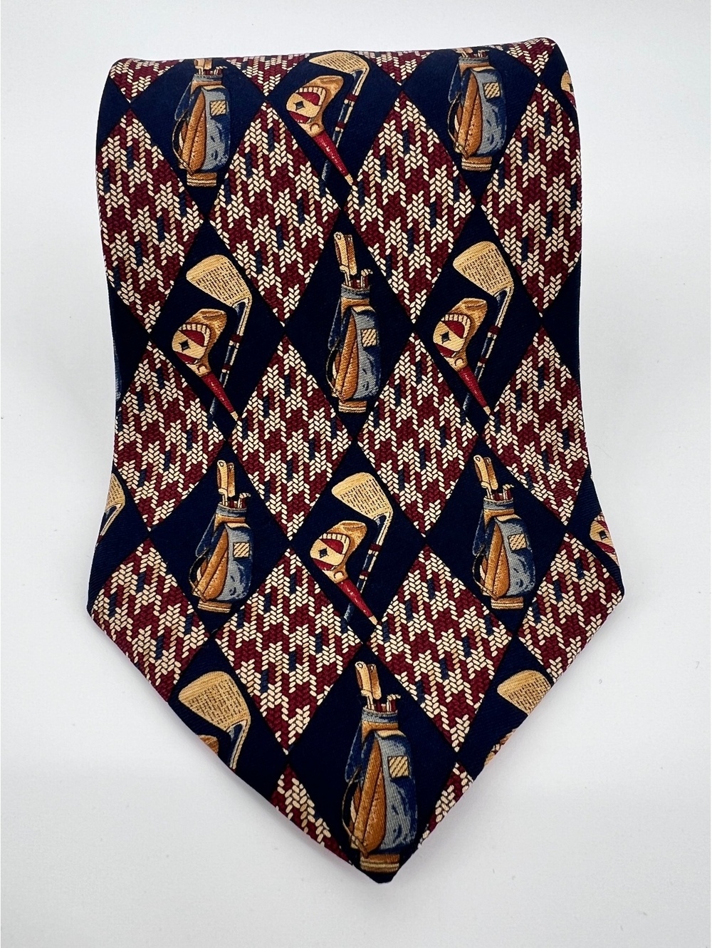 Tommy Hilfiger Mens Italian Silk Necktie Vintage Golf Geometric Vintage 90s
